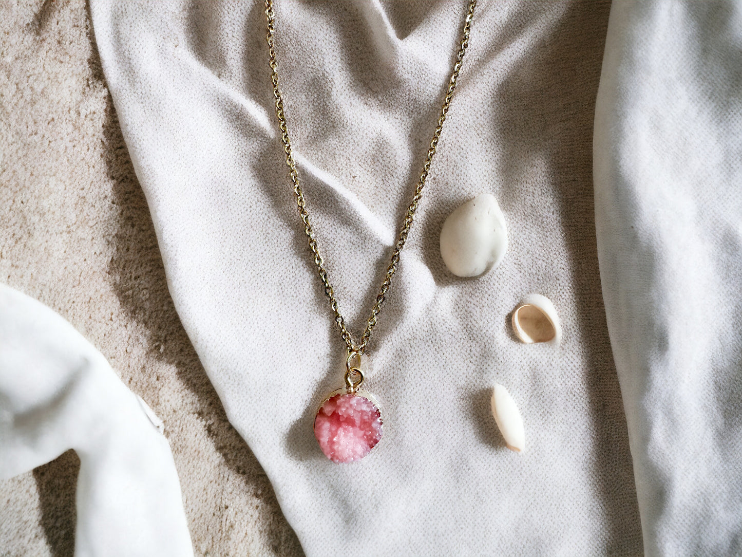 Pink Druzy Necklace