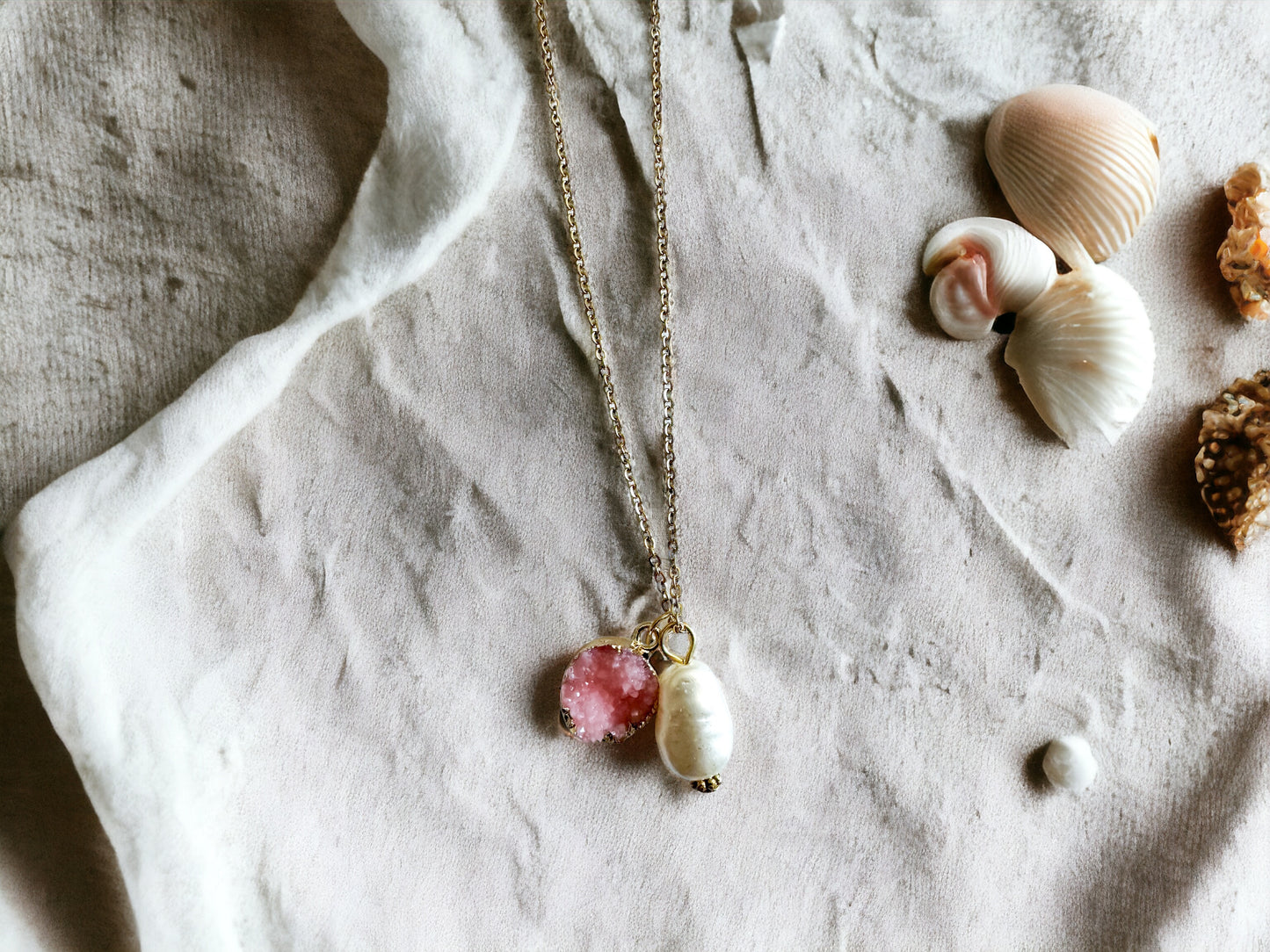 Pink Druzy Necklace