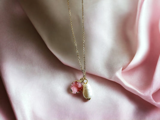 Pink Druzy Necklace