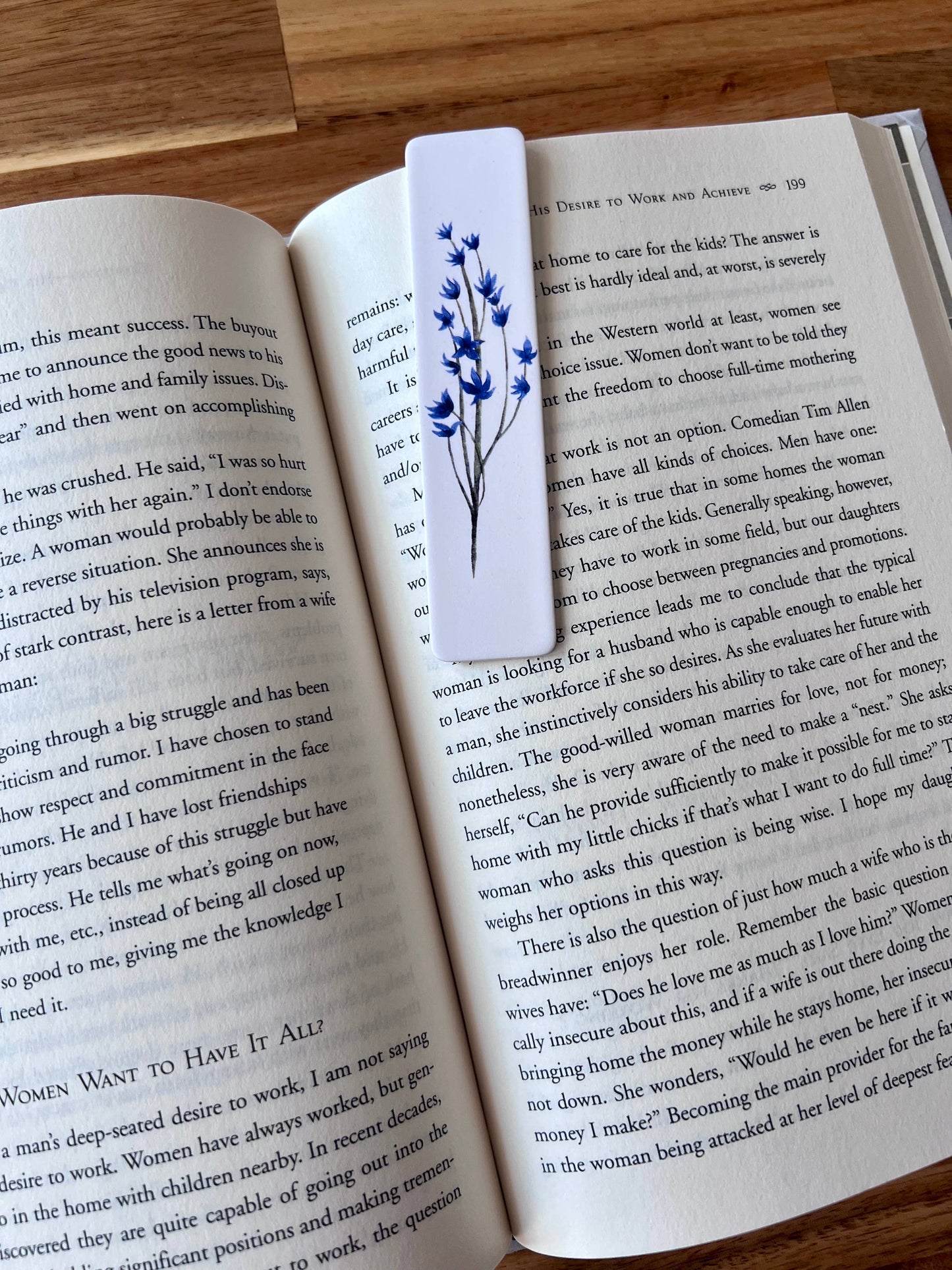 Blue Floral Clay Bookmark