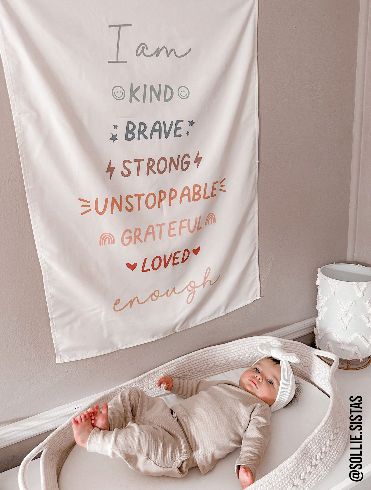 Affirmations Banner (Muted Rainbow) - Kids Wall Hanging 36x26