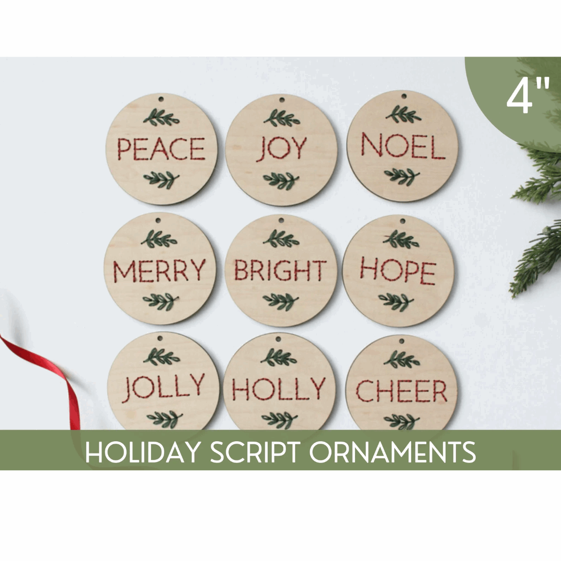 DIY Wood Embroidery Kit - Set of 9 holiday ornaments