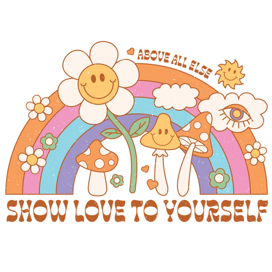 Retro Show Love To Yourself Vinyl, Sticker, 3x3 in