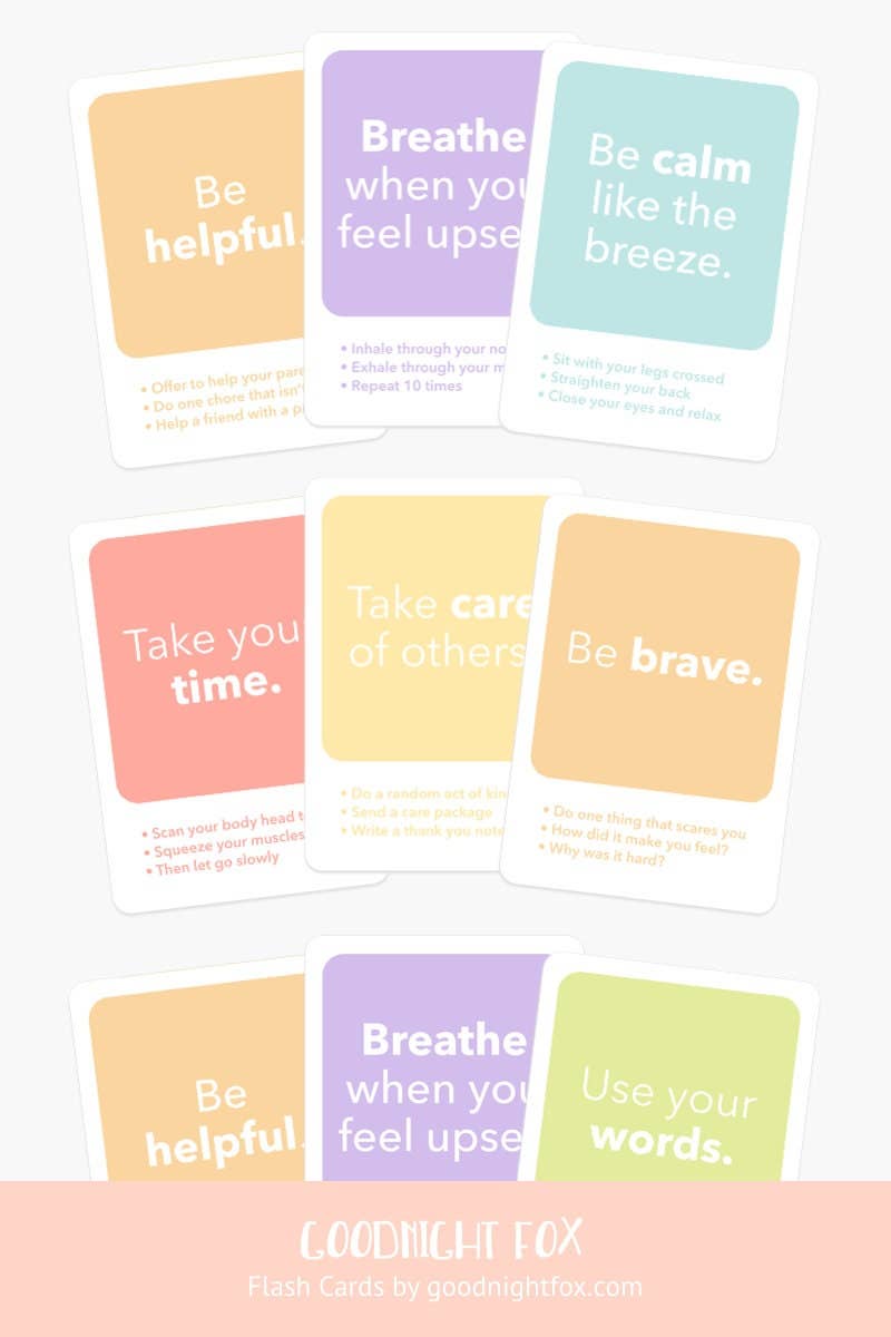Toddler Mindfulness Flash Cards for Wellness Activities