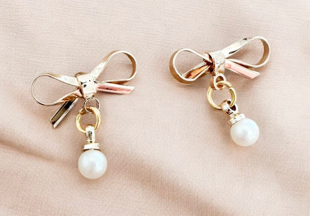 Bow Earrings with charm