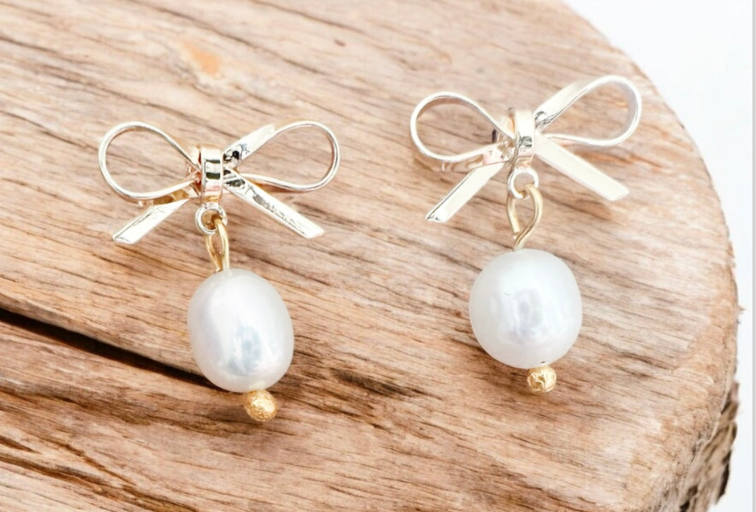 Bow Earrings with charm