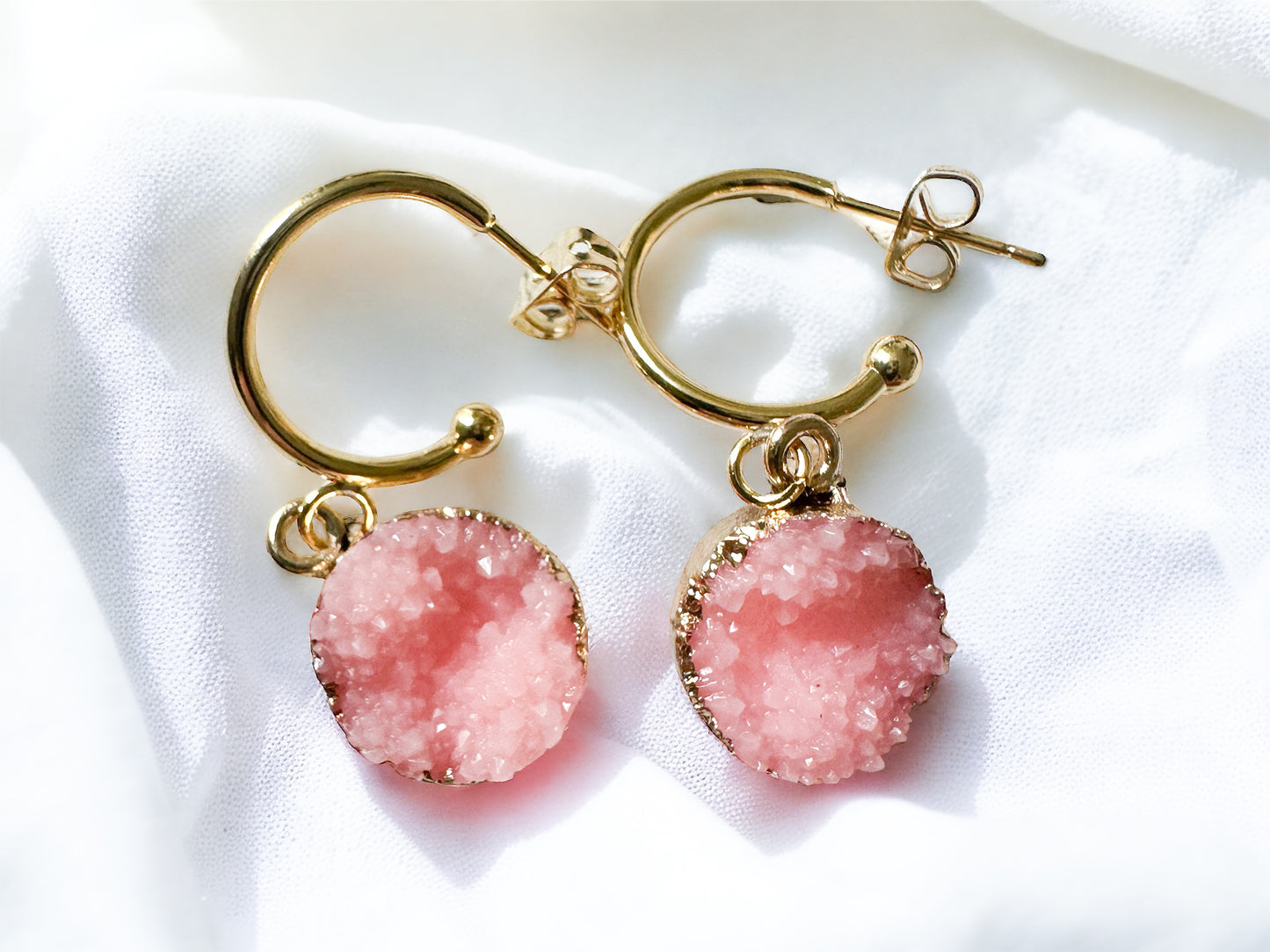 Sunset Blush Pink druzy earrings