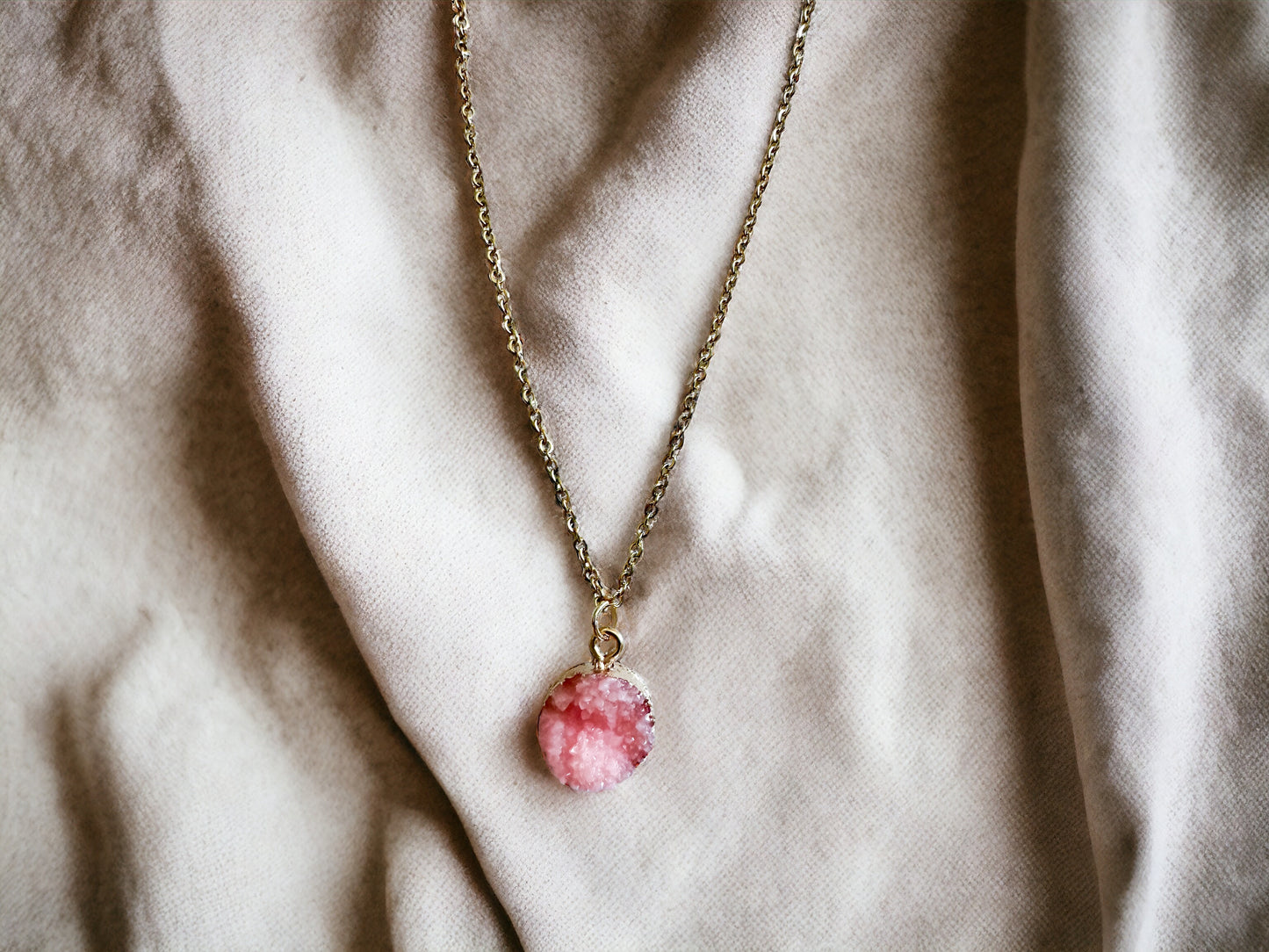 Pink Druzy Necklace