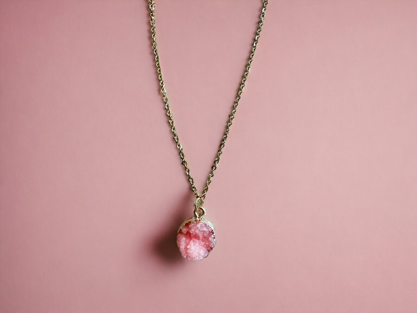 Pink Druzy Necklace