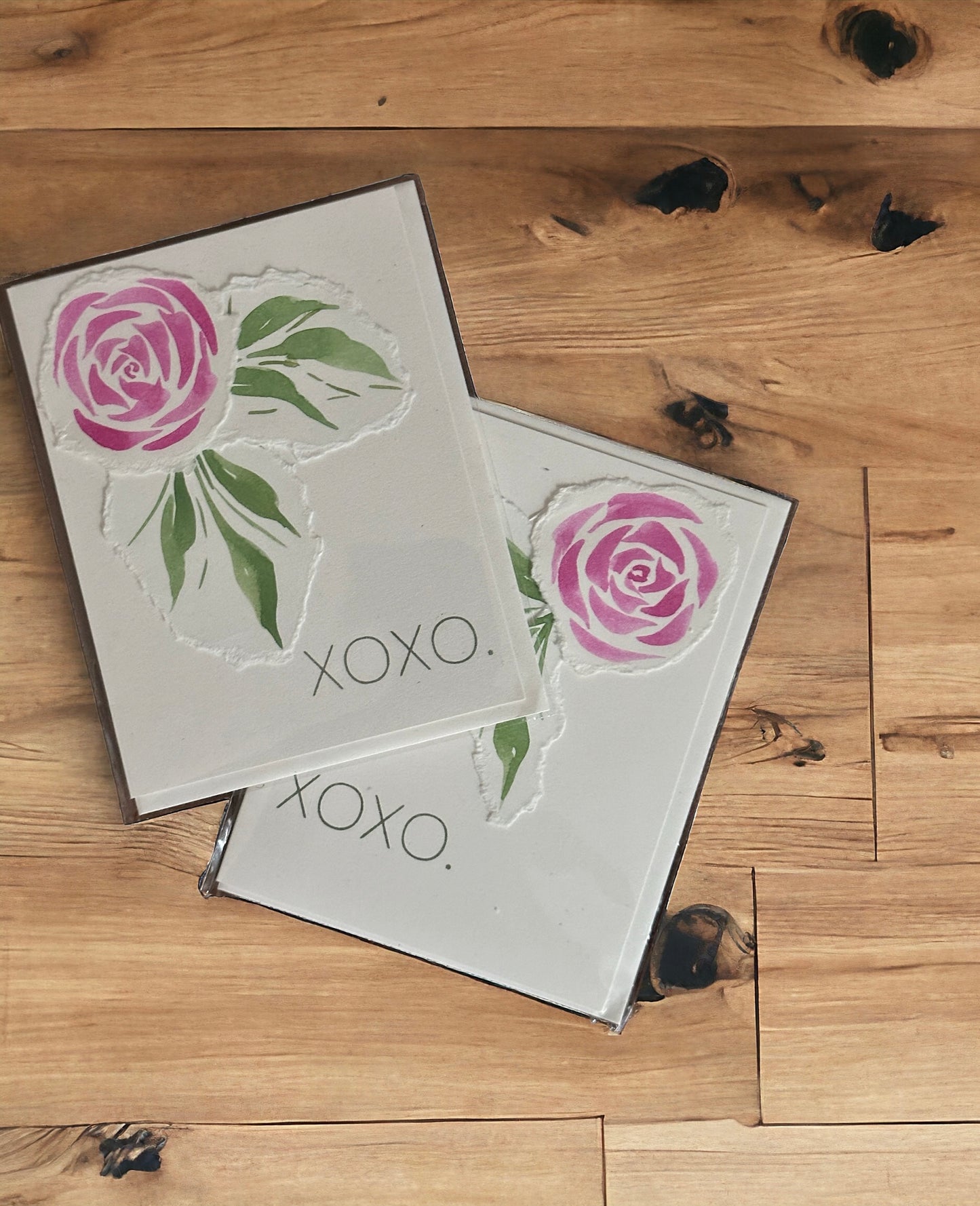 Hand Painted Rose Card, xoxo