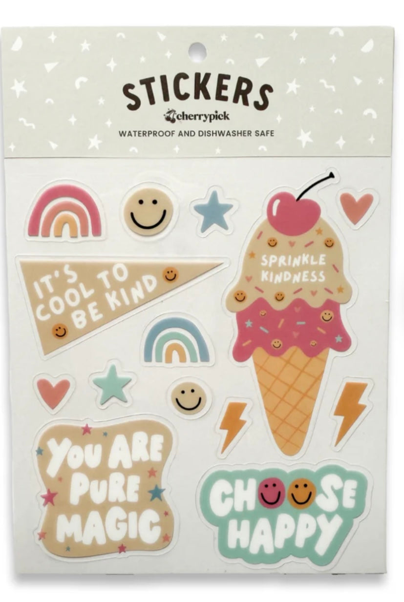 Kindness Waterproof Sticker Sheet (Pastel)
