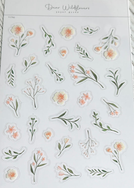 Little wildflower clear sticker sheet