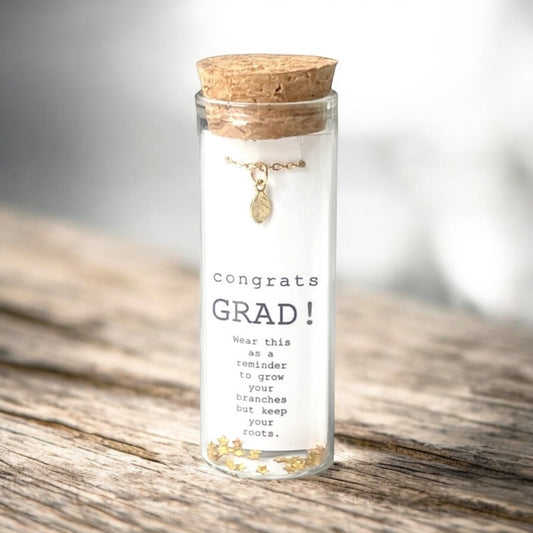 Graduation Gift Necklace, Gold Leaf