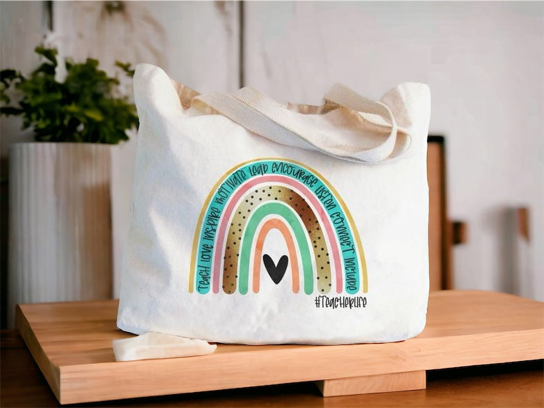 Teacher Life Rainbow XL Tote Bag