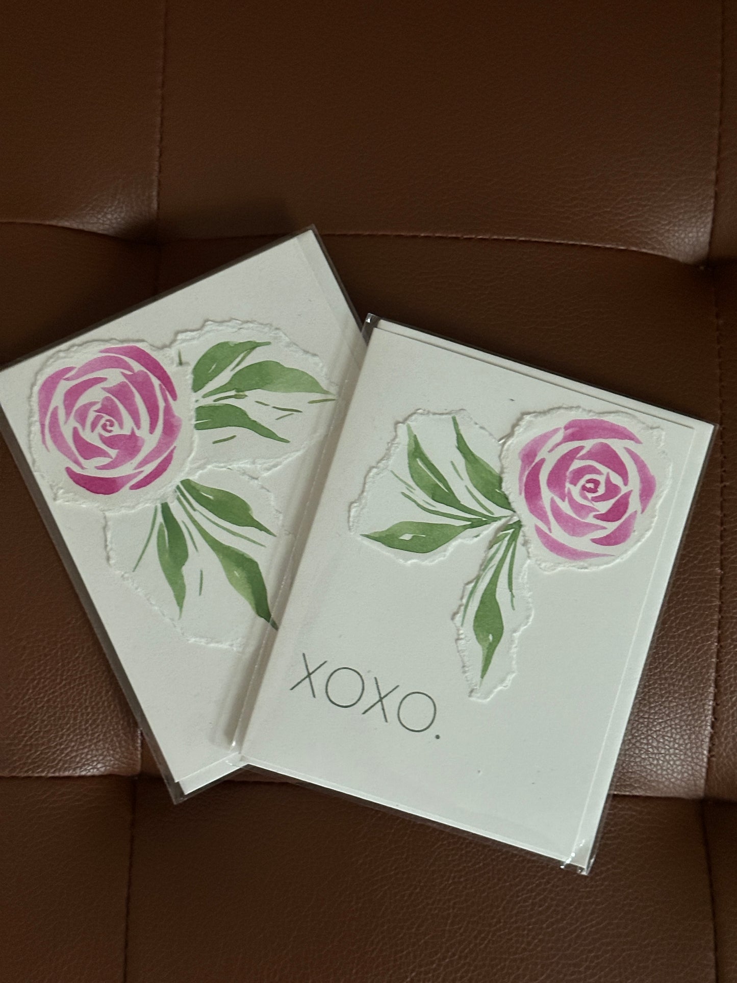 Hand Painted Rose Card, xoxo