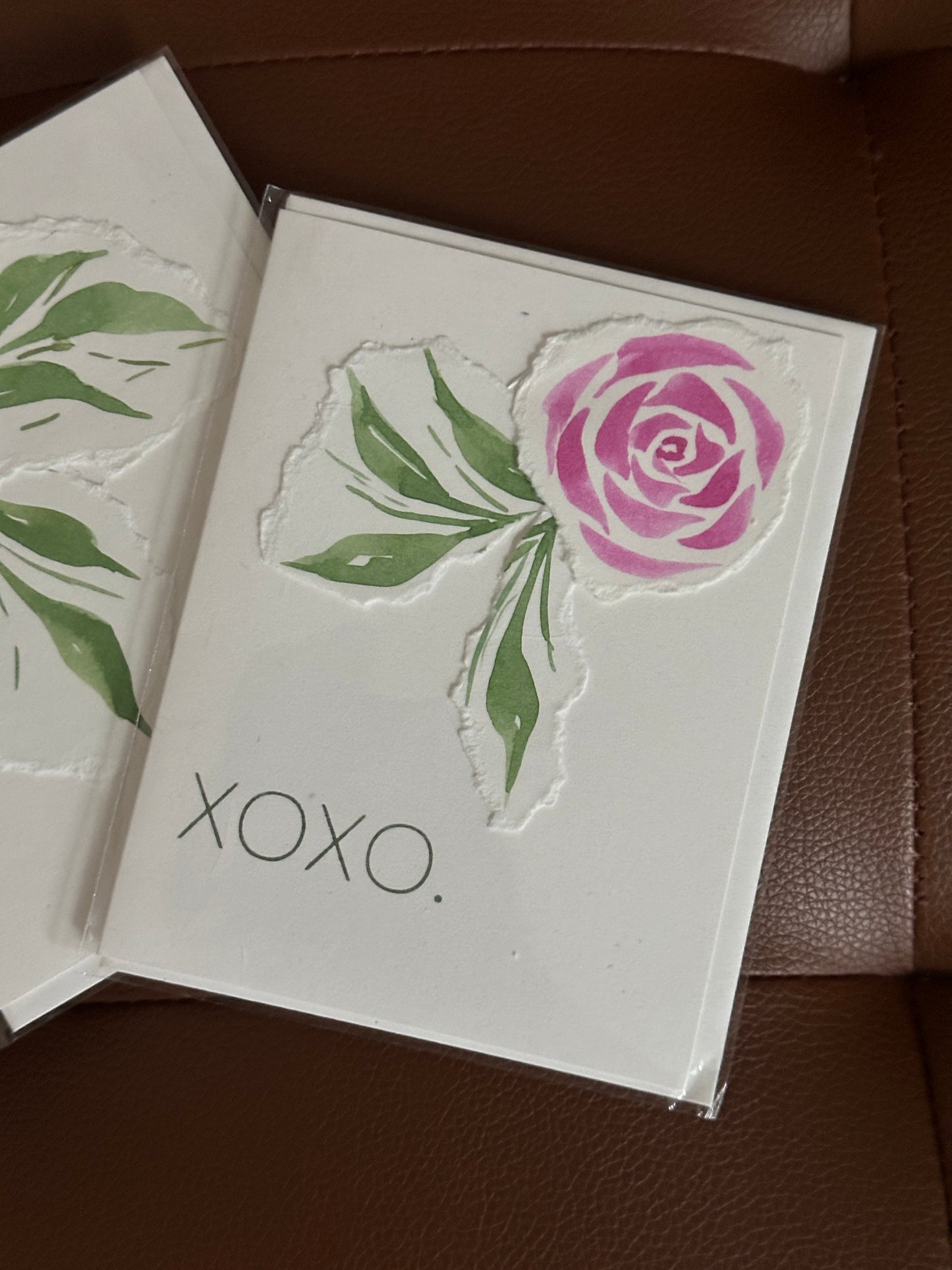 Hand Painted Rose Card, xoxo