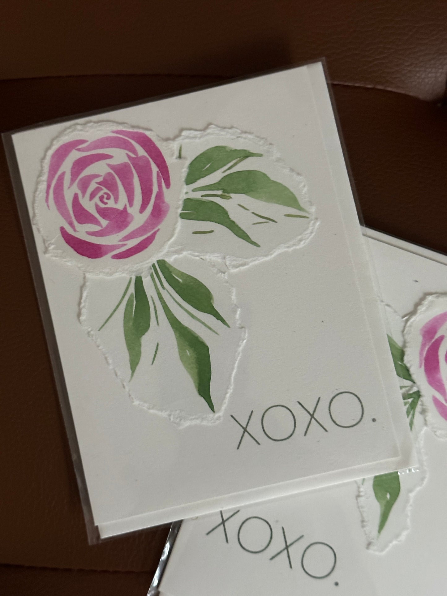 Hand Painted Rose Card, xoxo