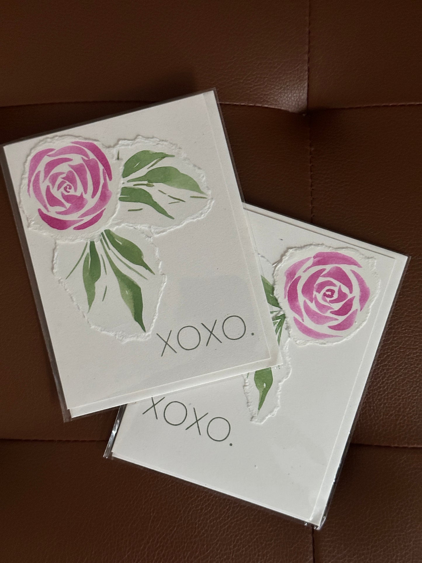 Hand Painted Rose Card, xoxo