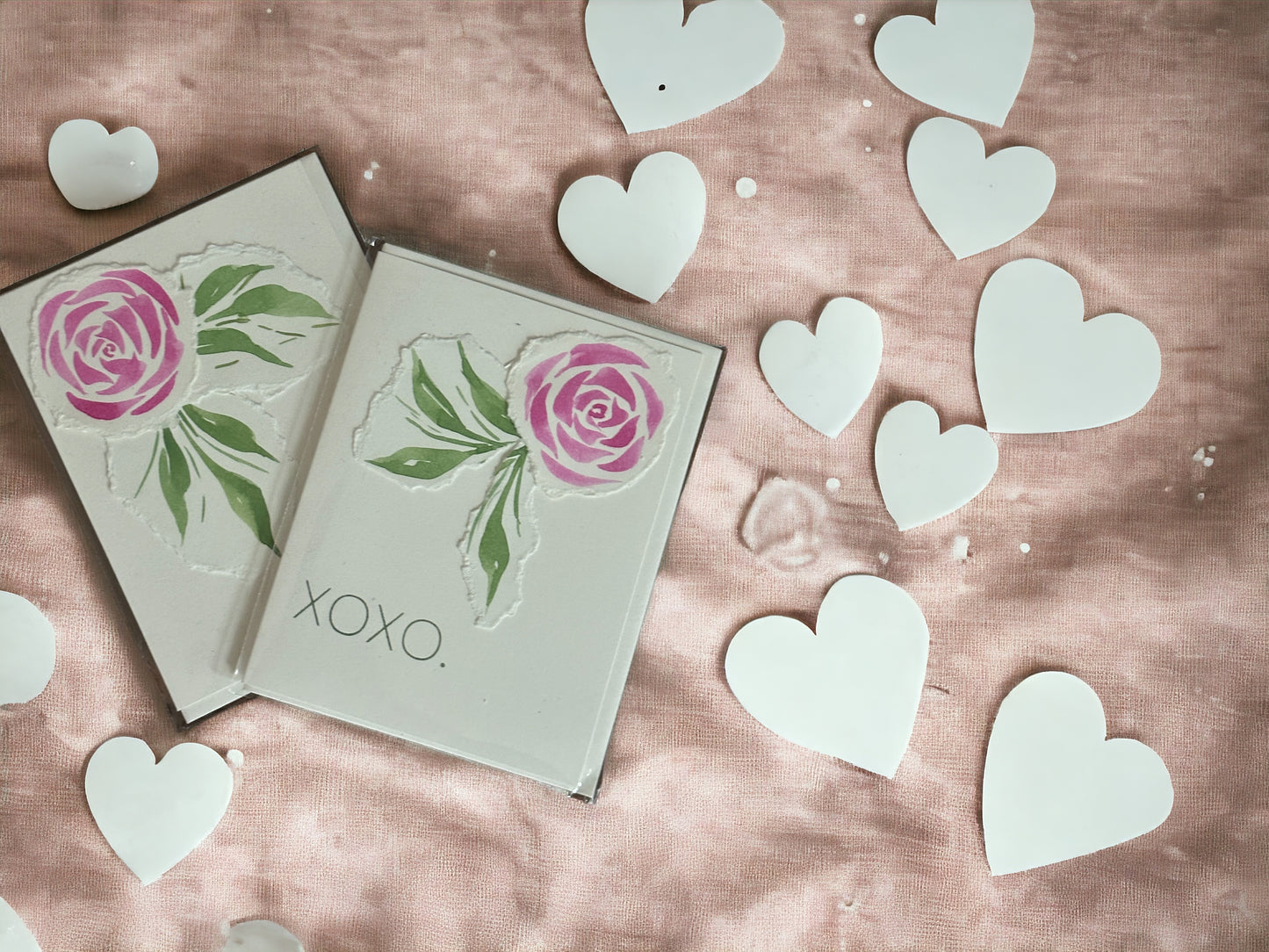 Hand Painted Rose Card, xoxo