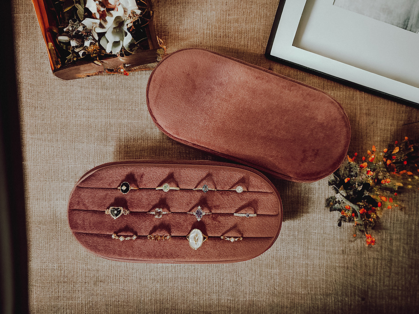 Velvet Jewelry Box - Large Oval - Dusty Rose: Dusty Rose