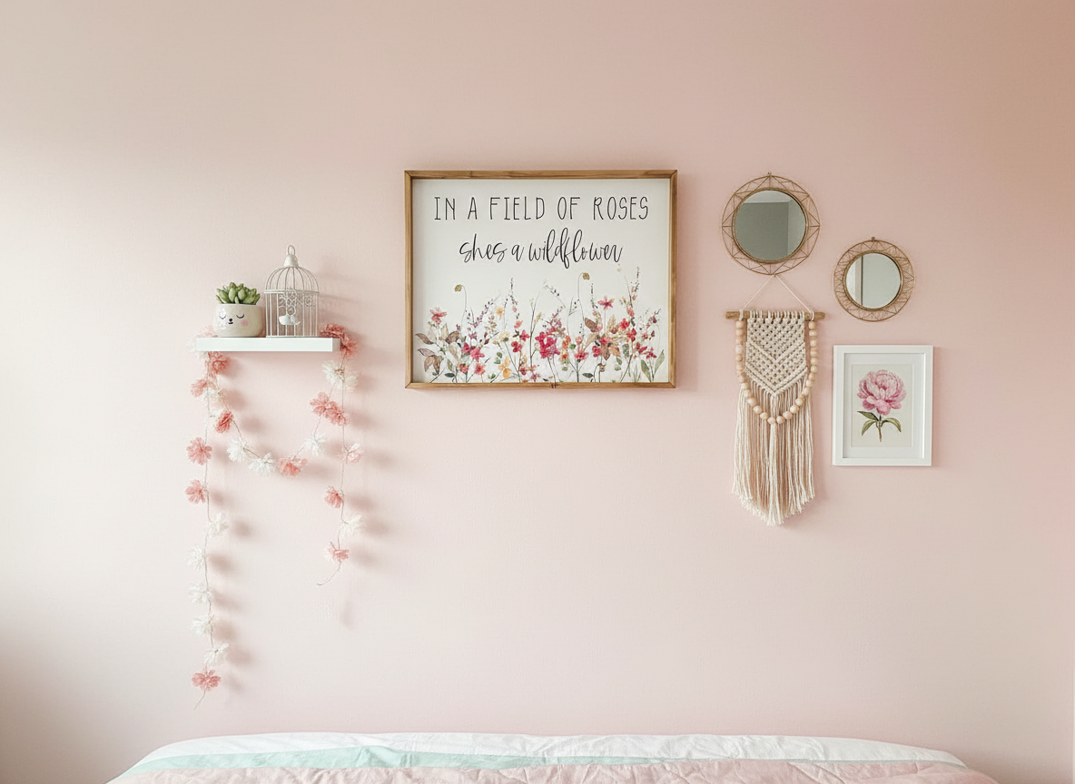 In a Field of Roses, She's a Wildflower Wooden Framed Sign SIZE 10x14