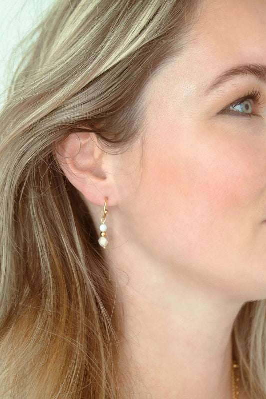 Earrings Howlite & Jade - Gold
