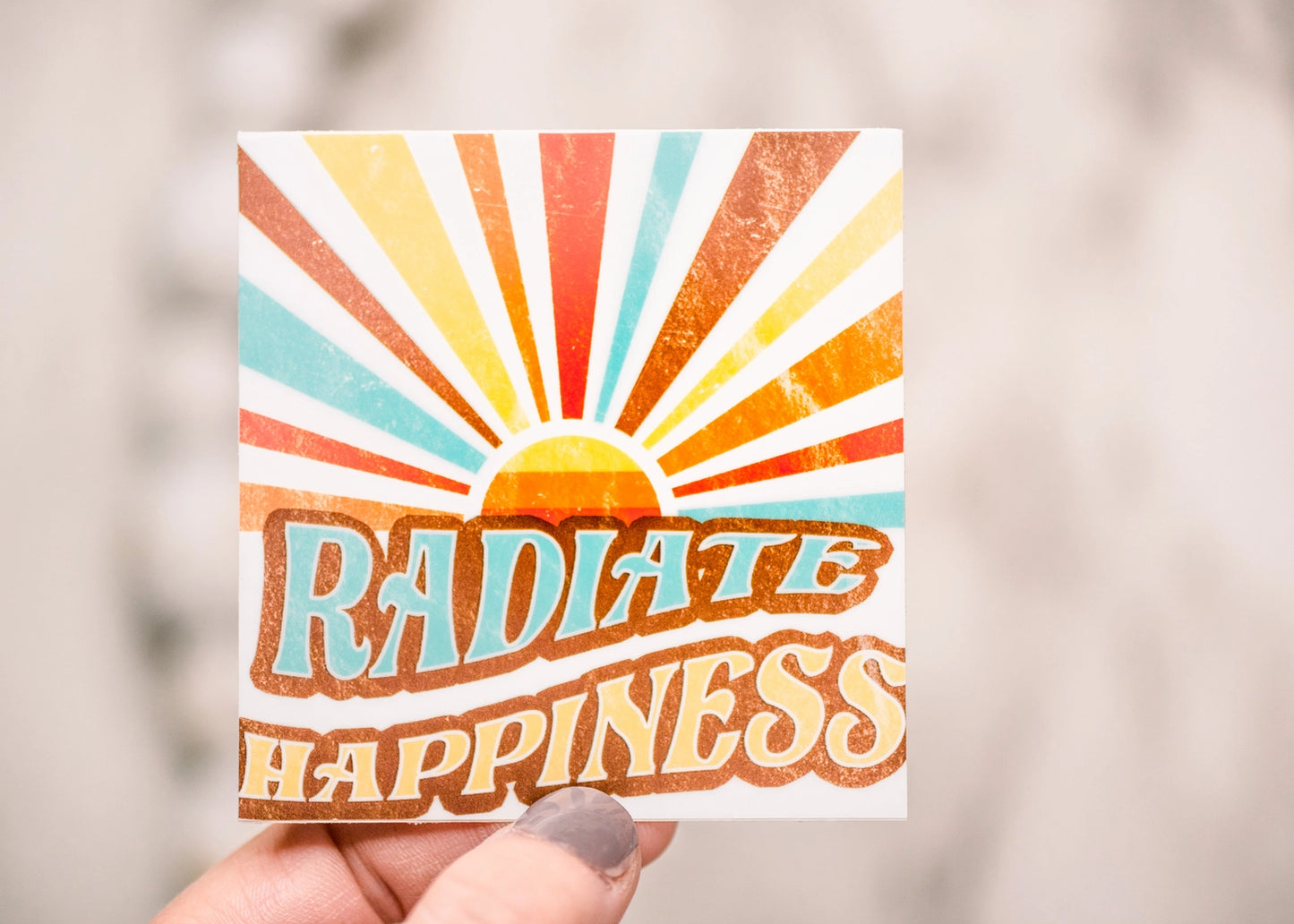 Radiate Happiness, Vinyl Sticker, 3x3 in.