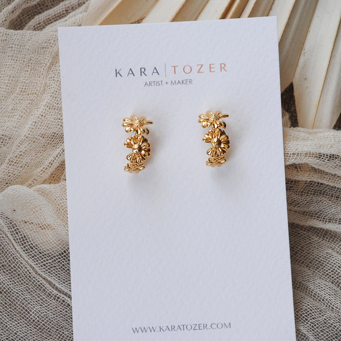 Gold Floral Hoop Earrings