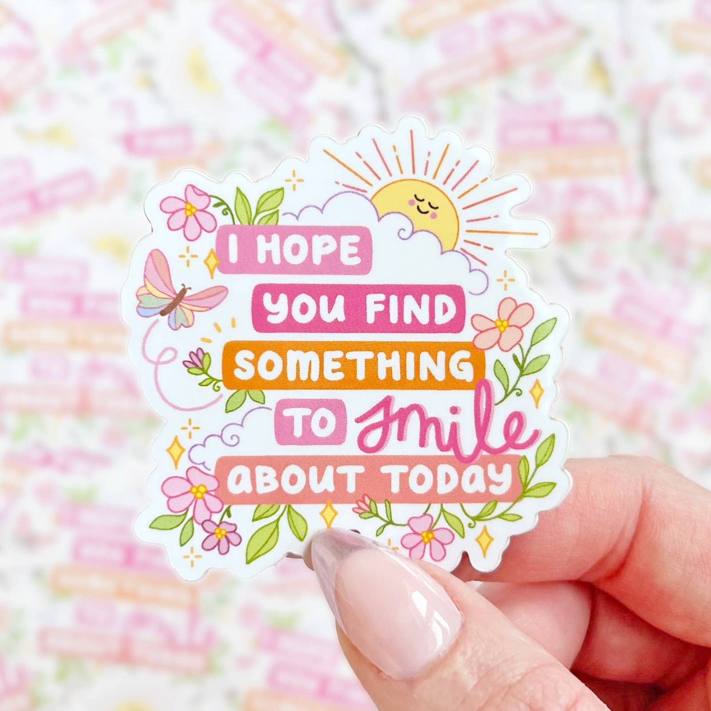 Something To Smile About Cute Happy Quote Waterproof Sticker