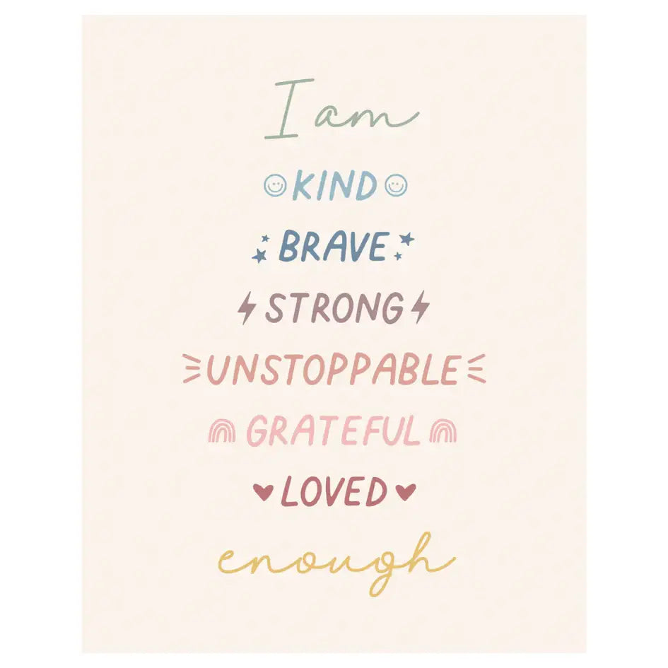 Affirmations Banner (Muted Rainbow) - Kids Wall Hanging 36x26