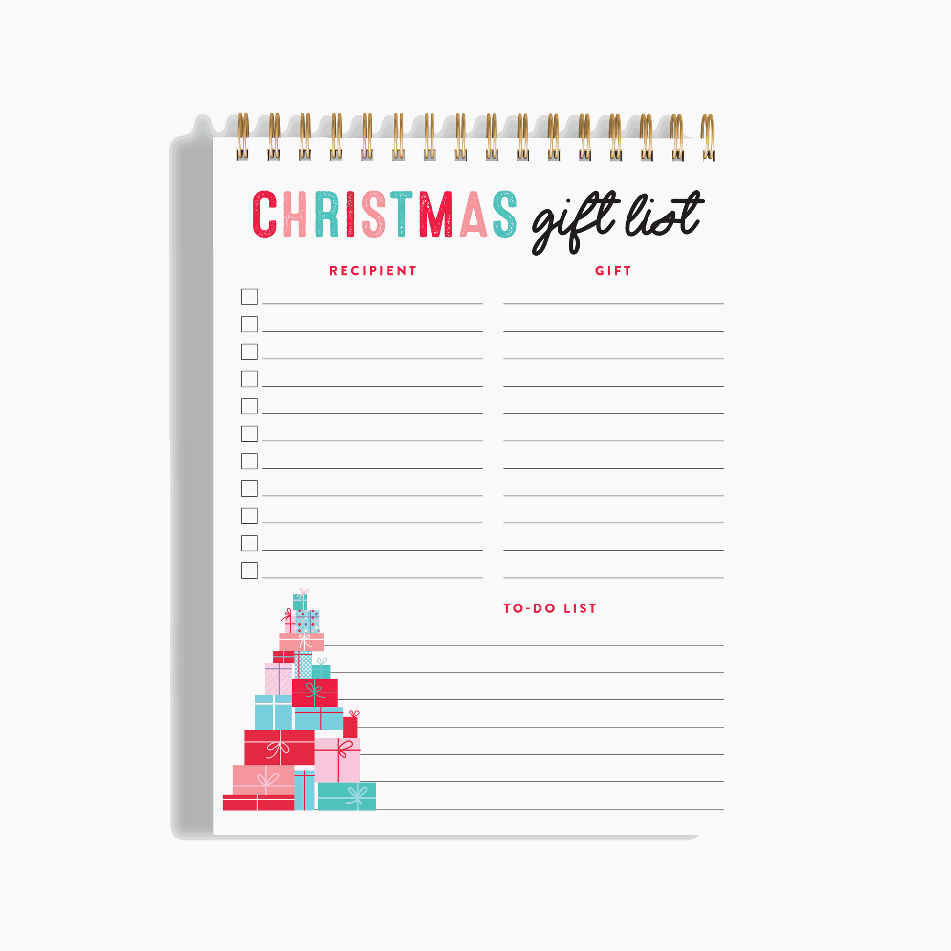 Christmas Gift List Wire Bound Notepad