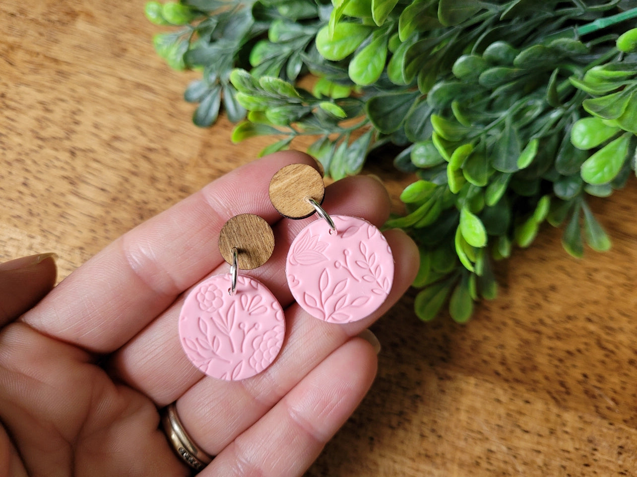 Small Floral Earrings in Pink