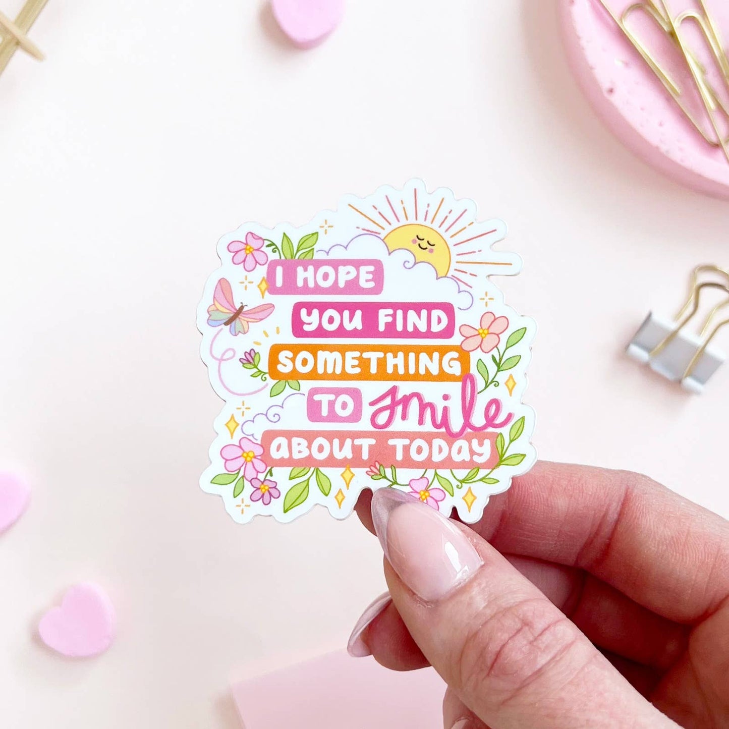 Something To Smile About Cute Happy Quote Waterproof Sticker