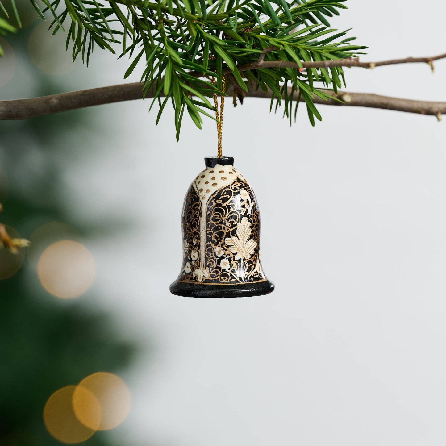 Painted Wood Bell Ornament