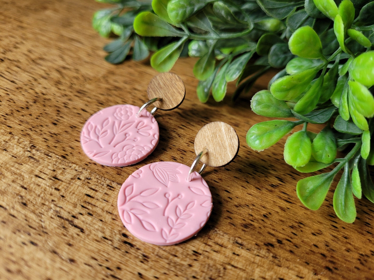 Small Floral Earrings in Pink