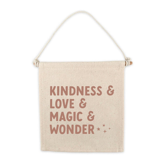 Kindness Love Magic Wonder Canvas Hang Sign - Kids Decor