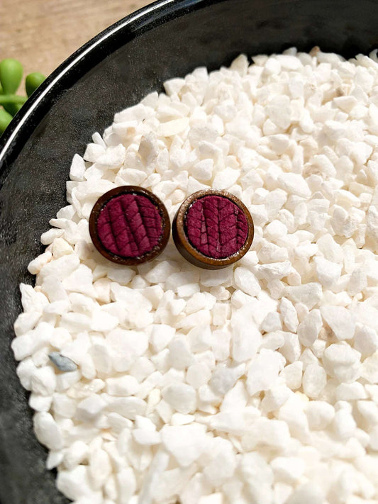 Burgundy Purple Wood Studs