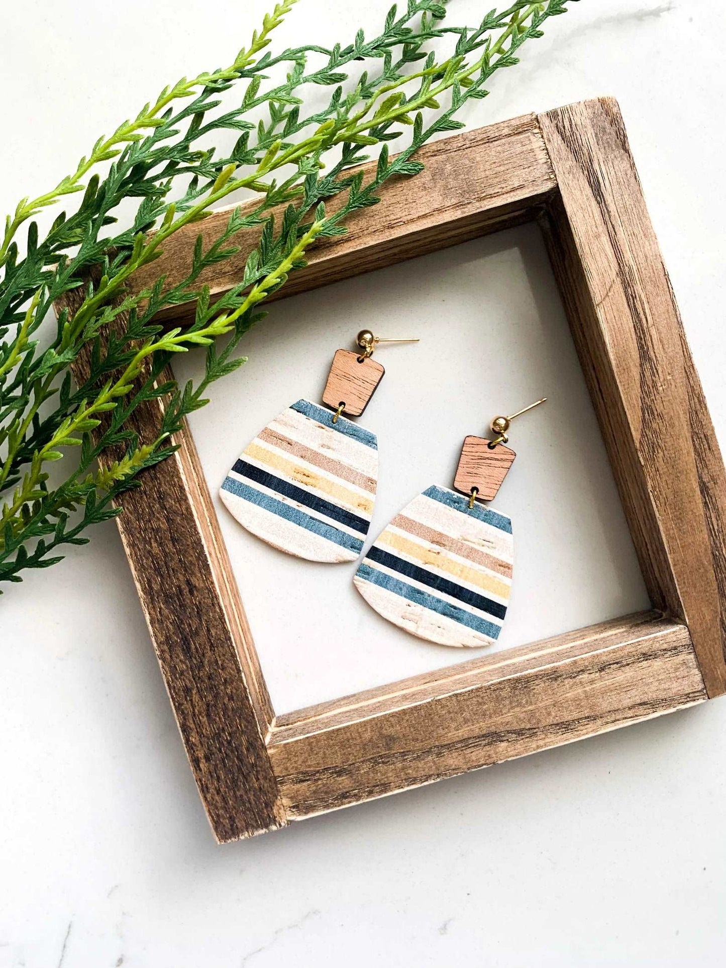 Fall Stripe Genuine Leather Earrings