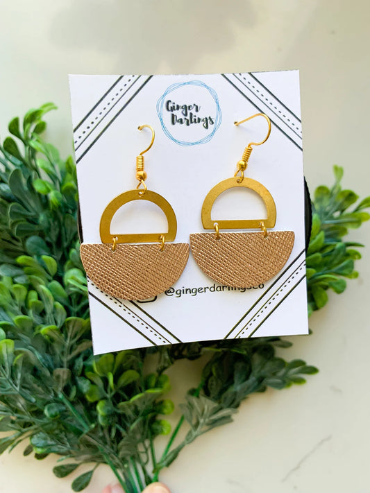 Rose Gold Genuine Leather Earrings