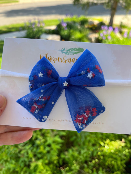 Red White and Blue Patriotic 4th of July Shaker Hair Bow