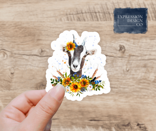 Floral Goat Sticker