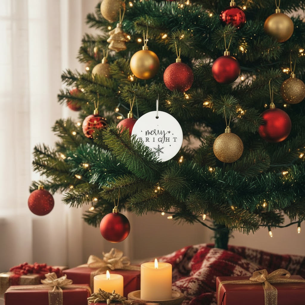 Merry + Bright Christmas Ornament