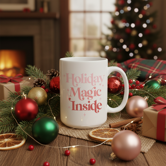 15oz Holiday magic inside ceramic Christmas mug