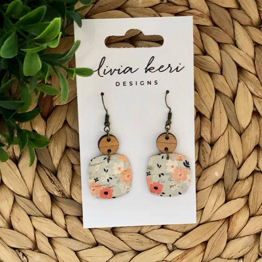 Nora Earrings - Grey Fall Floral