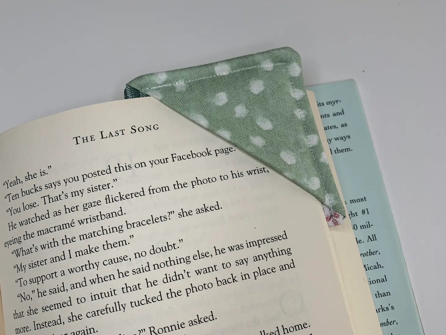 Corner Bookmark // Handmade Sewn Bookmark- pink floral green