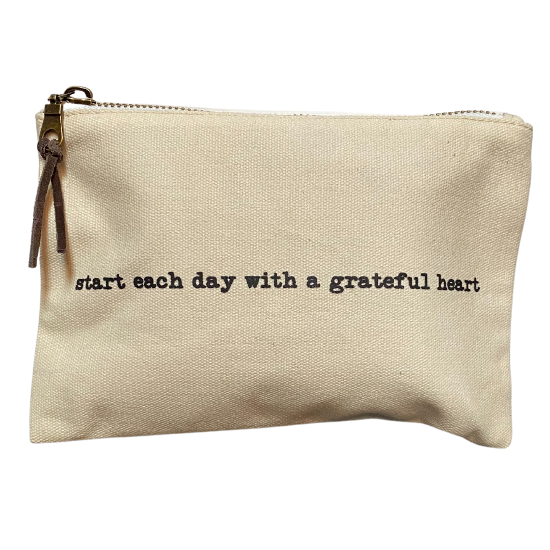 Start each day with a grateful heart canvas pouch