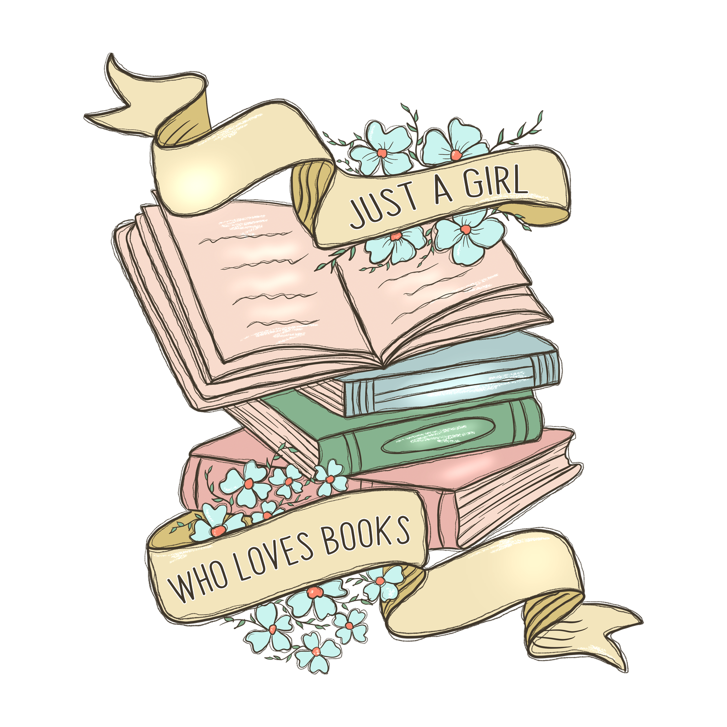 Just A Girl Who Loves Books Vinyl, Sticker, 3x3 in