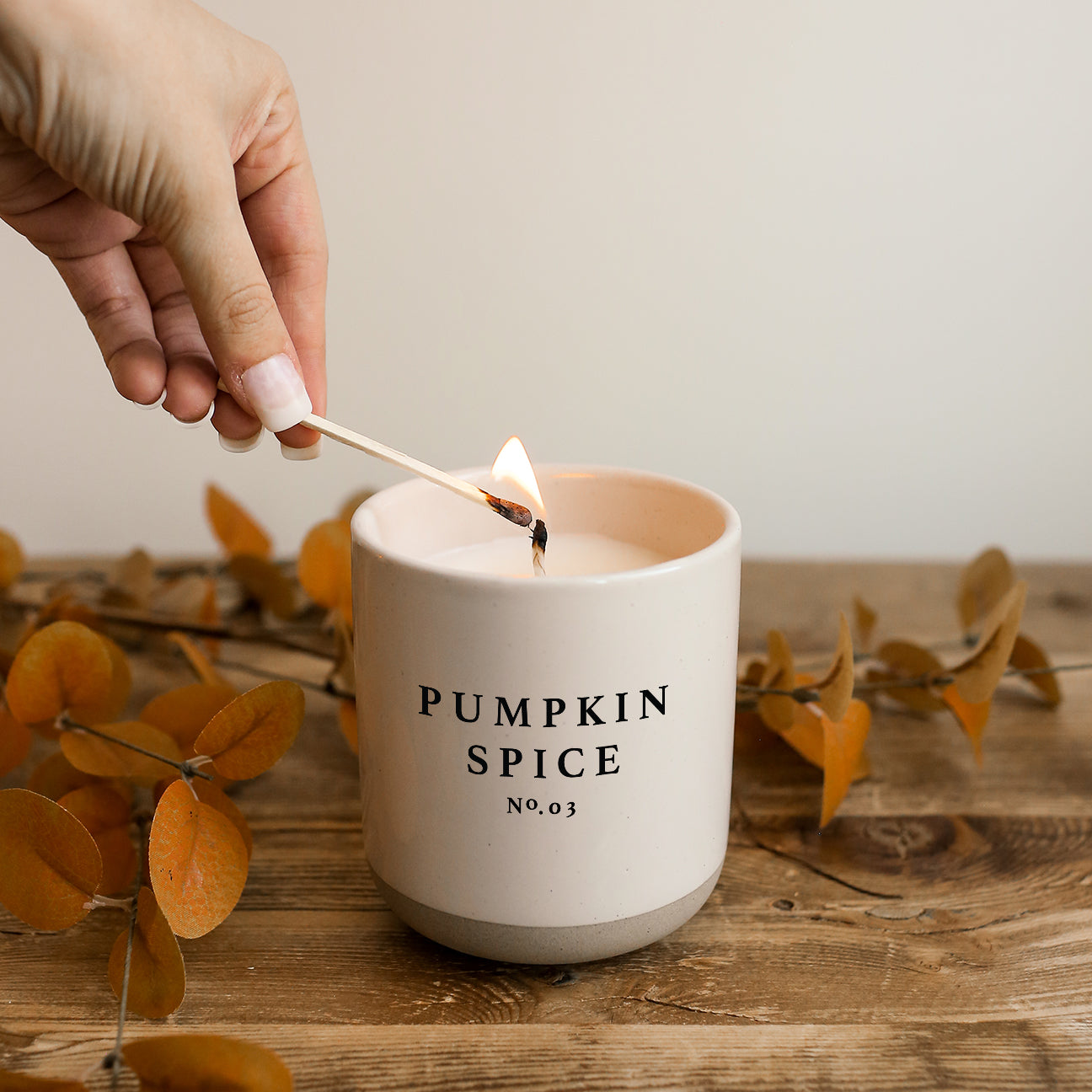 Pumpkin Spice Soy Candle - Cream Stoneware Jar - 12 oz