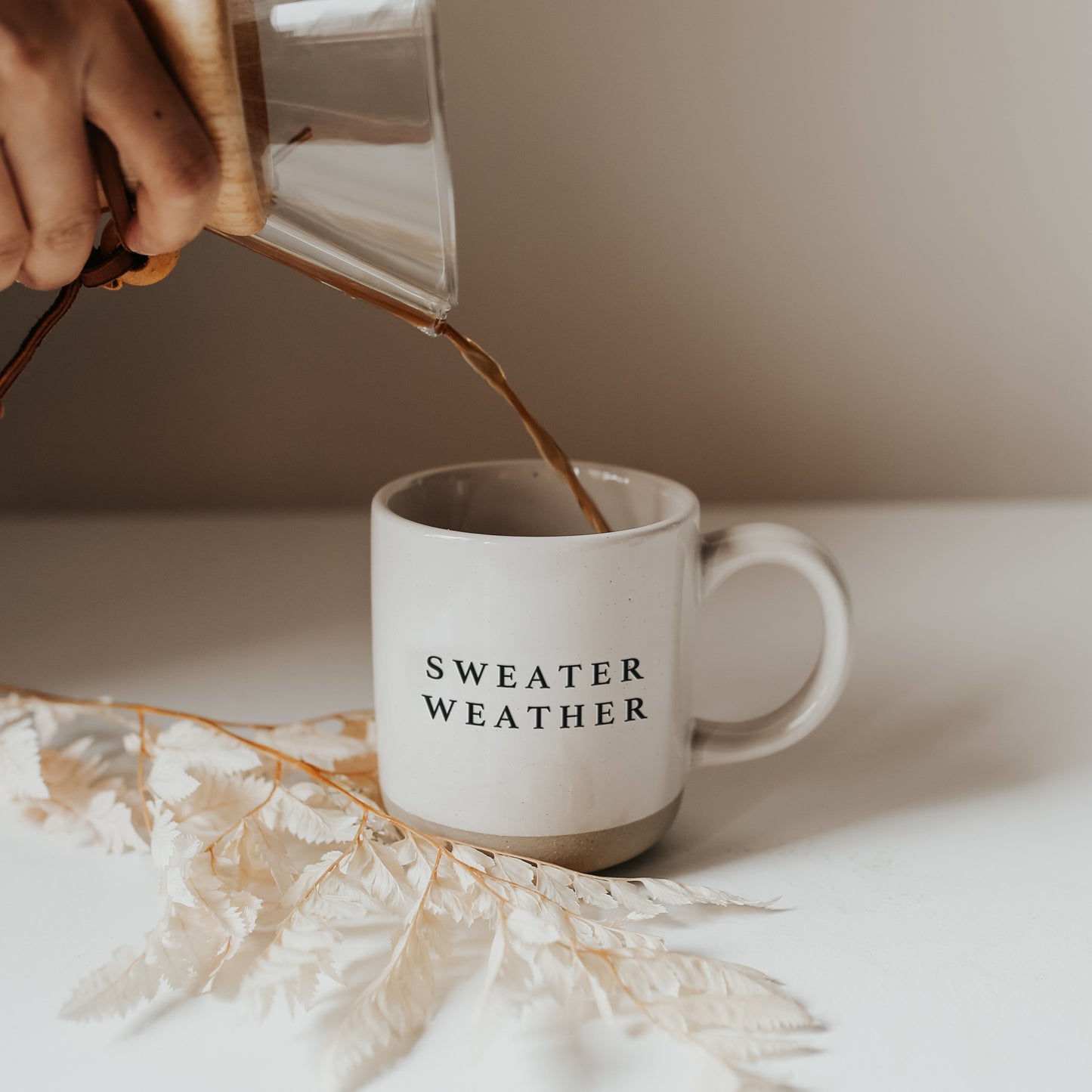 Sweater Weather - Cream Stoneware Coffee Mug - 14 oz