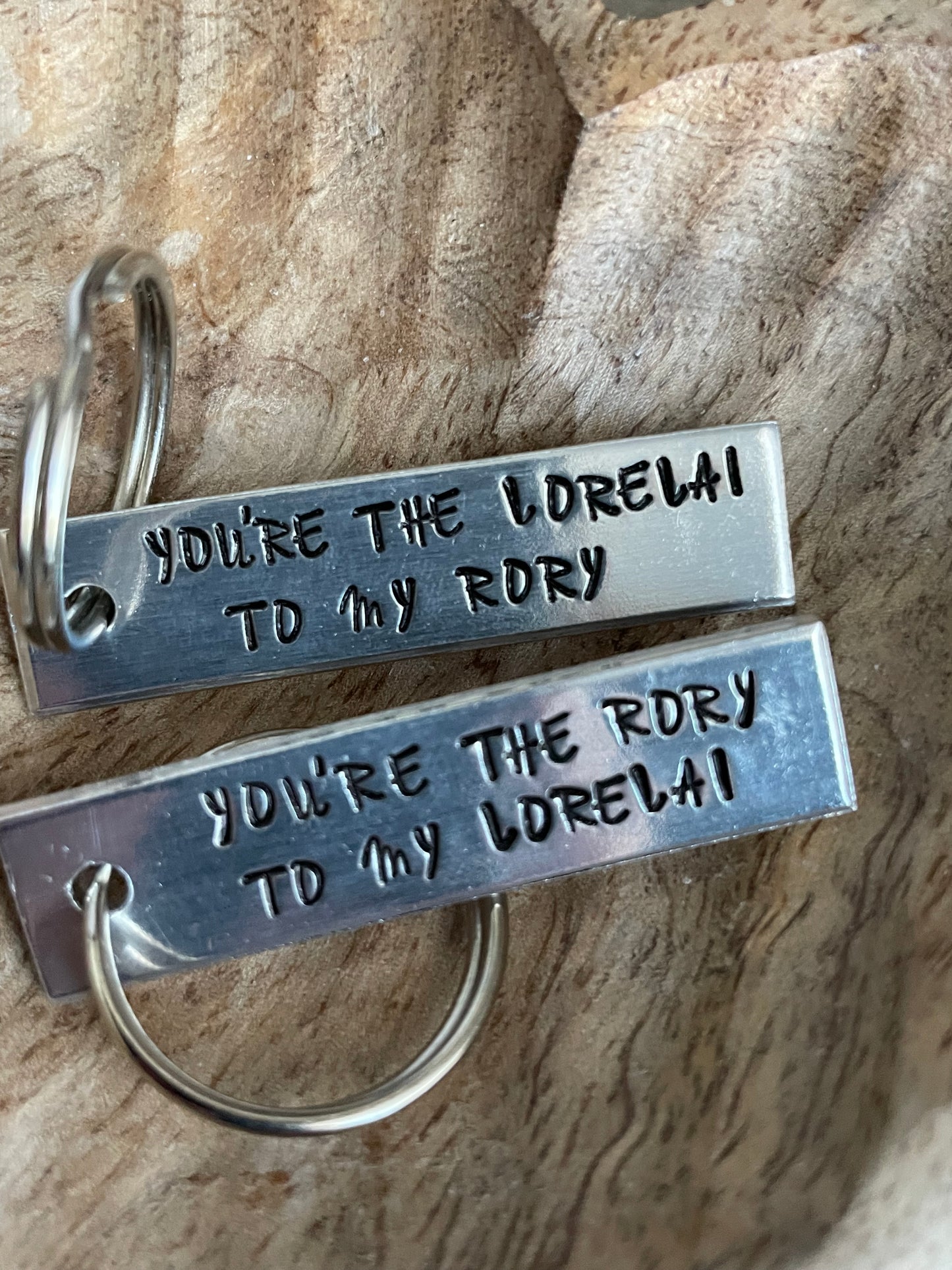 Hand stamped aluminum keychain